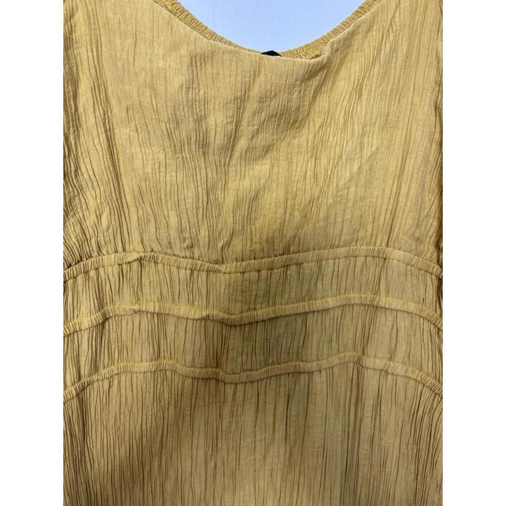 Womens Dress XL Honey Mustard Tiered Puff Sleeve Cottagecore Church Modest - Picture 4 of 10